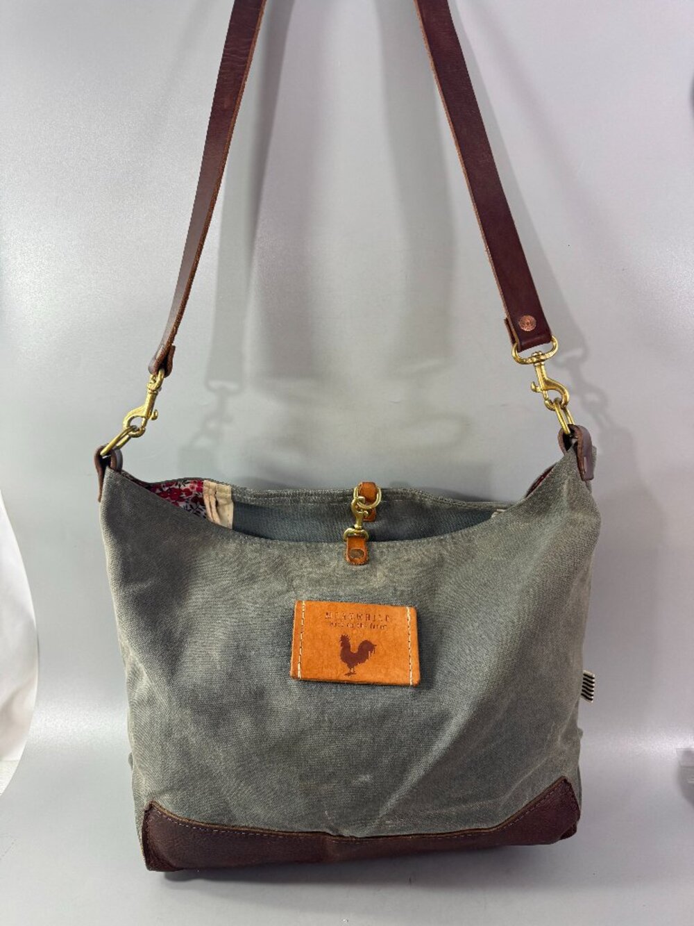 Meanwhile Back On The Farm - Slate Gray Wax Canvas Crossbody Bag